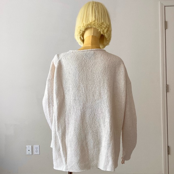 Nili Lotan Pullover Cream Neutrals Long Sleeve Crew Neck Wool Blend Sweater S - Picture 5 of 7